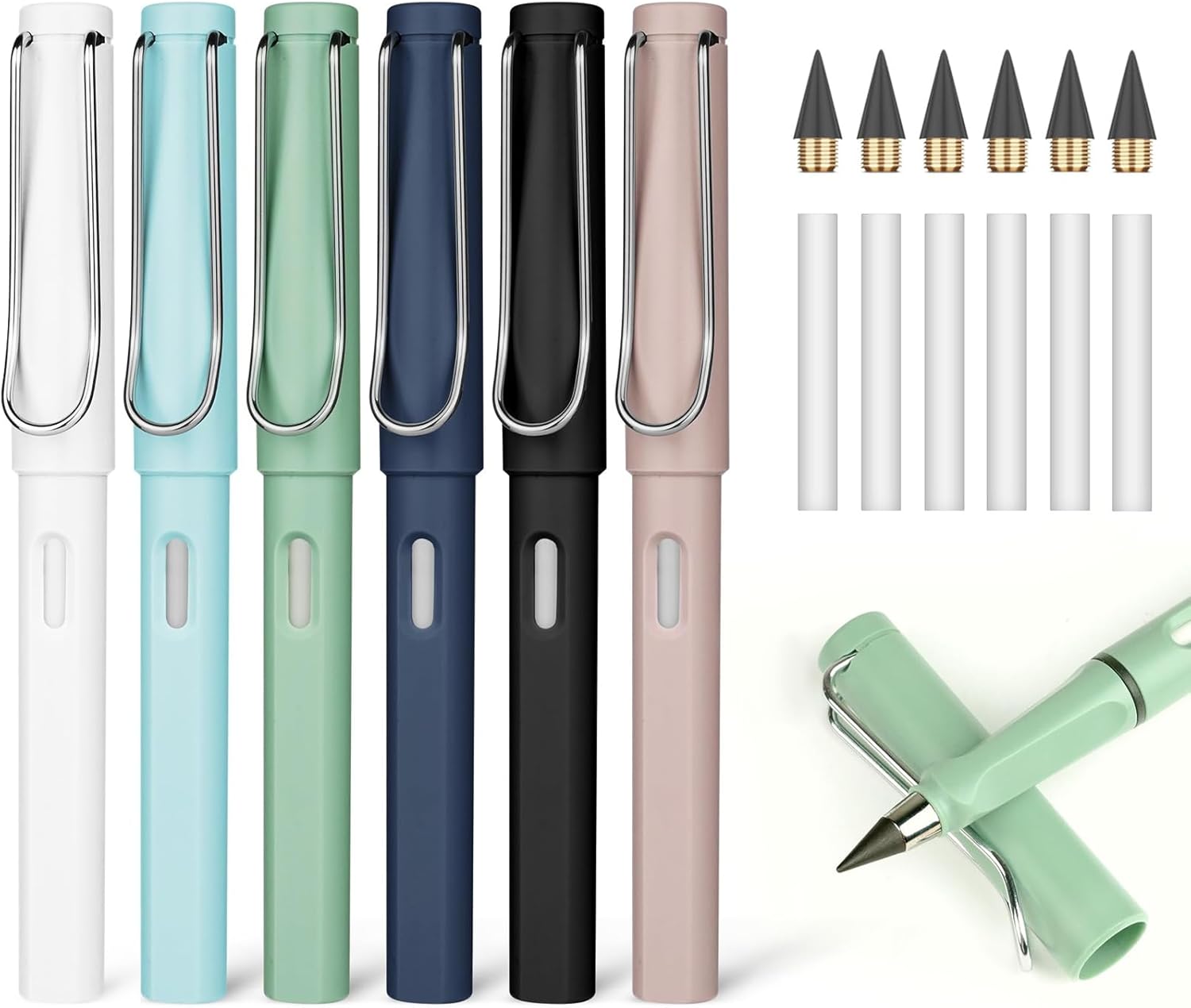 DOETYD 6pcs Infinity Pencils Durable Writing Everlasting Pencil Forever Inkless Pencil with Eraser for Writing Drawing Kid School Office Home