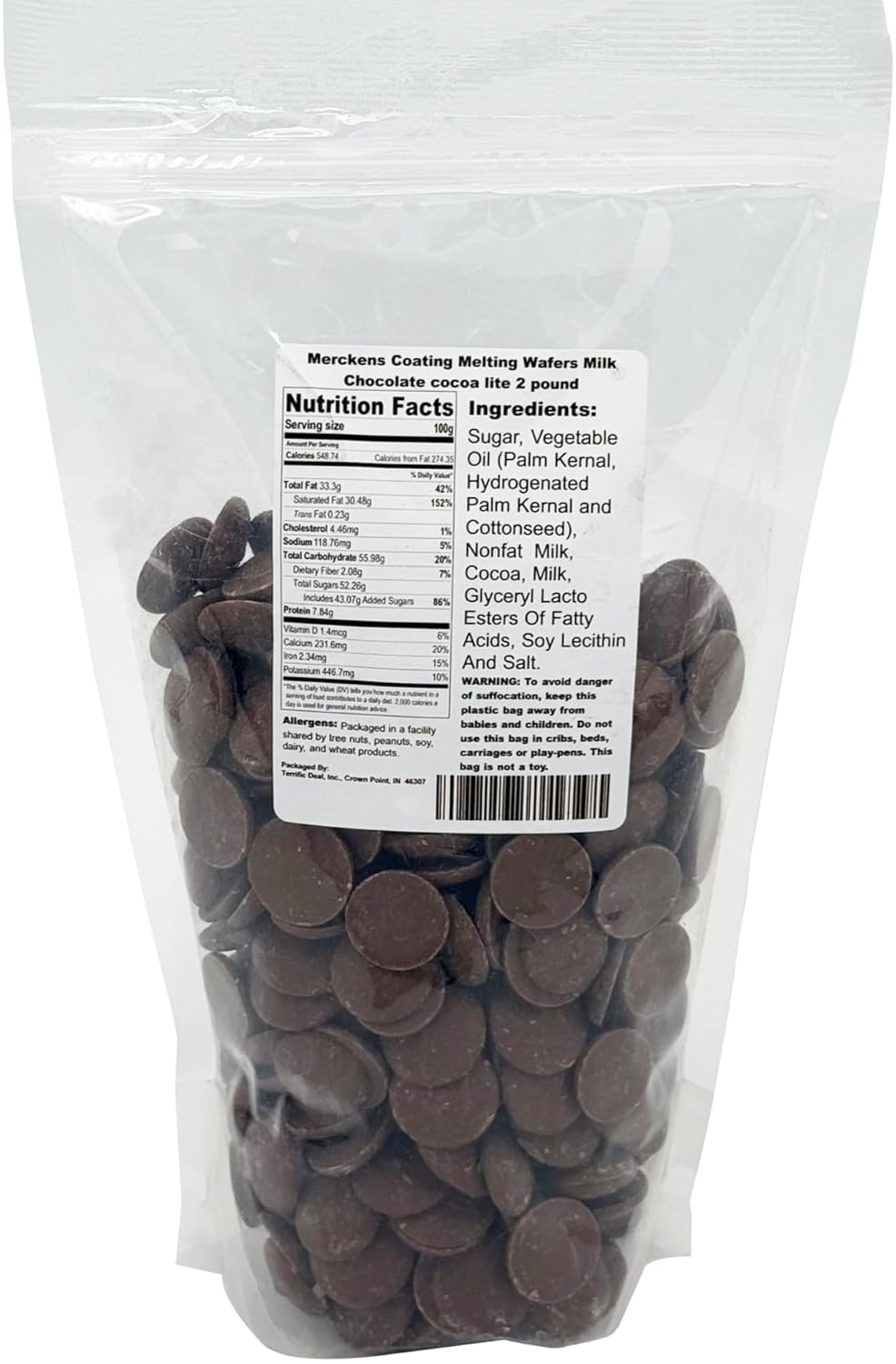 Merckens Coating Melting Wafers Milk Chocolate Cocoa Lite, 2 Pound
