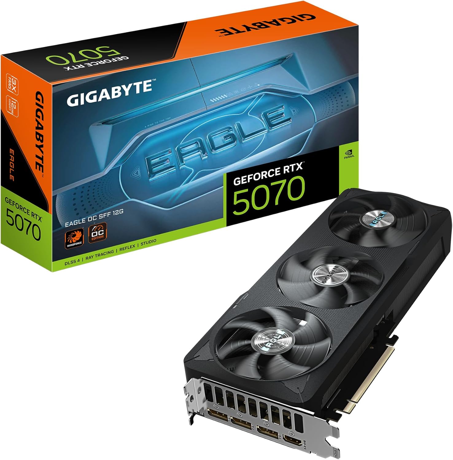 Gigabyte GeForce RTX 5070 EAGLE OC SFF 12G Graphics Card - 12GB GDDR7, 192bit, PCI-E 5.0, 2587 MHz Core Clock, 3 x DP 2.1a, 1 x HDMI 2.1b, NVIDIA DLSS 4, GV-N5070GAMING OC-12GD
