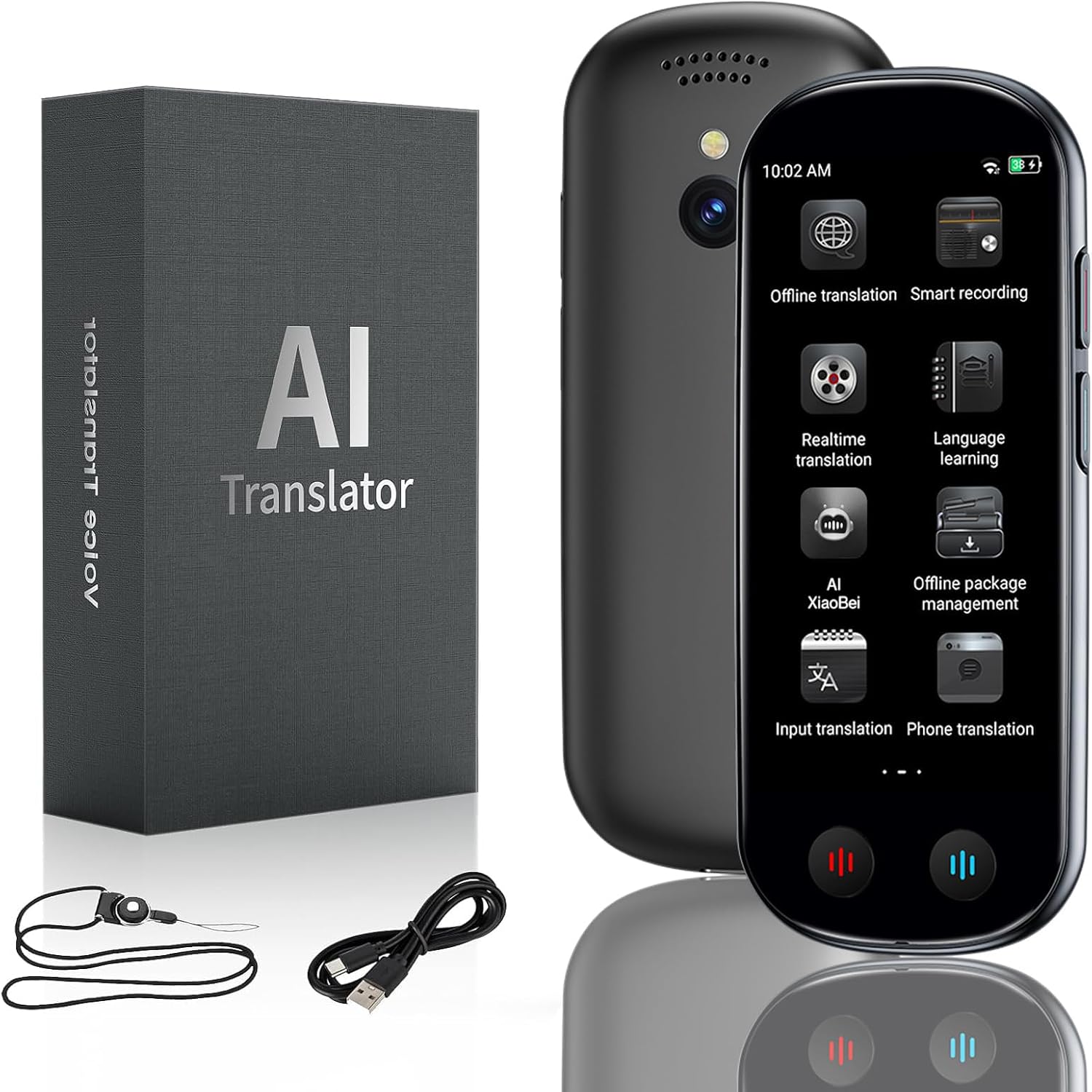 AI Language Translator Device – Two-Way Online Voice Translation in 139 Languages, Offline Mode, Camera OCR Text Recognition | Handheld Instant Translator for Travel, Business, Study