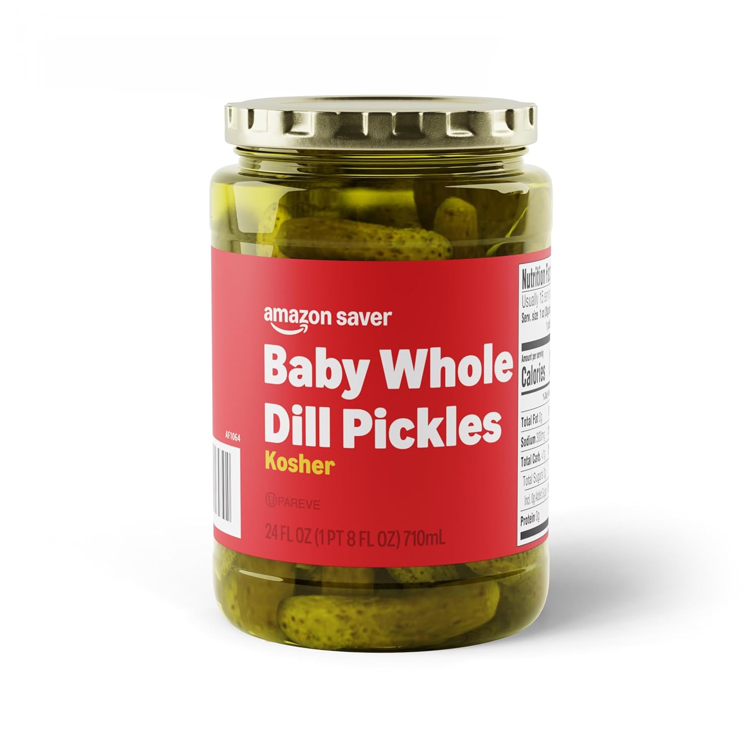 Amazon Saver, Kosher Baby Whole Dill Pickles, 24 Fl Oz (Previously Happy Belly, Packaging May Vary)