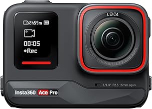 Insta360 Ace Pro - Waterproof Action Camera Co-Engineered with Leica, Flagship 1/1.3" Sensor and AI Noise Reduction for Unbeatable Image Quality, 4K120fps, 2.4" Flip Screen & Advanced AI Features.