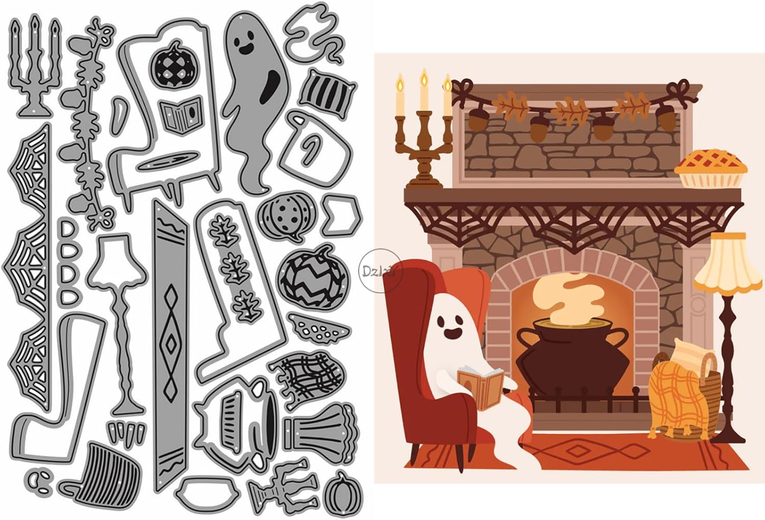 DzIxY Halloween Pumpkin Ghost Sofa Metal Cutting Dies for Card Making Kit Embossing Paper Die Cuts Set Scrapbook Stencils Supplies Machine Templates