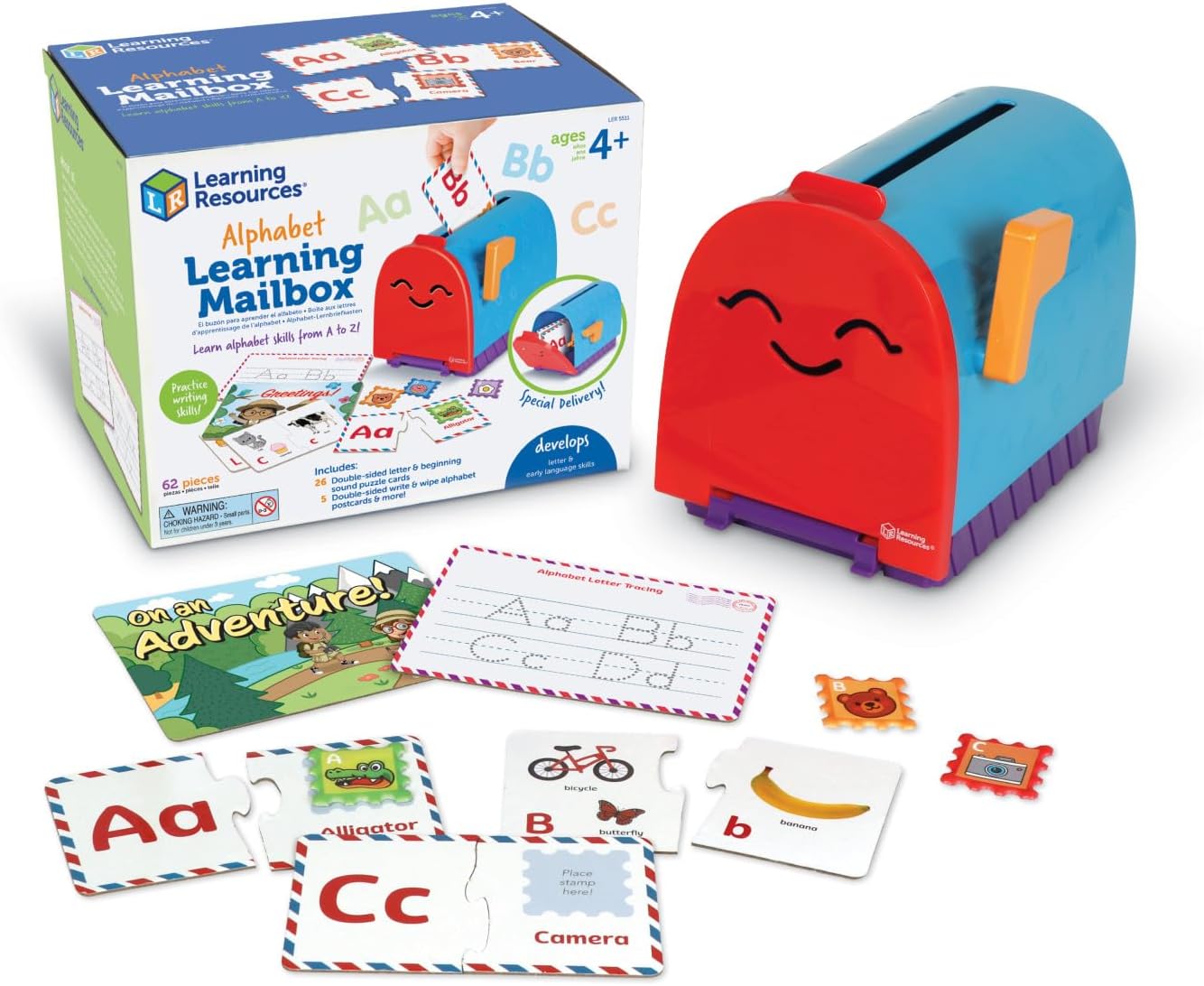 Learning Resources Alphabet Learning Mailbox - Montessori Toddler Toys, ABC Letter Tracing, Writing Practice, Manipulatives for Preschoolers, Gifts for Boys and Girls, Pretend Play, Fine Motor