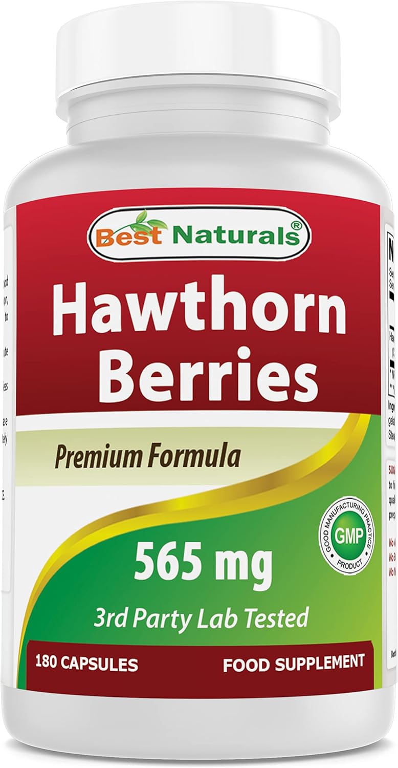Best Naturals Hawthorn Berry 565 mg 180 Capsules (180 Count (Pack of 1))