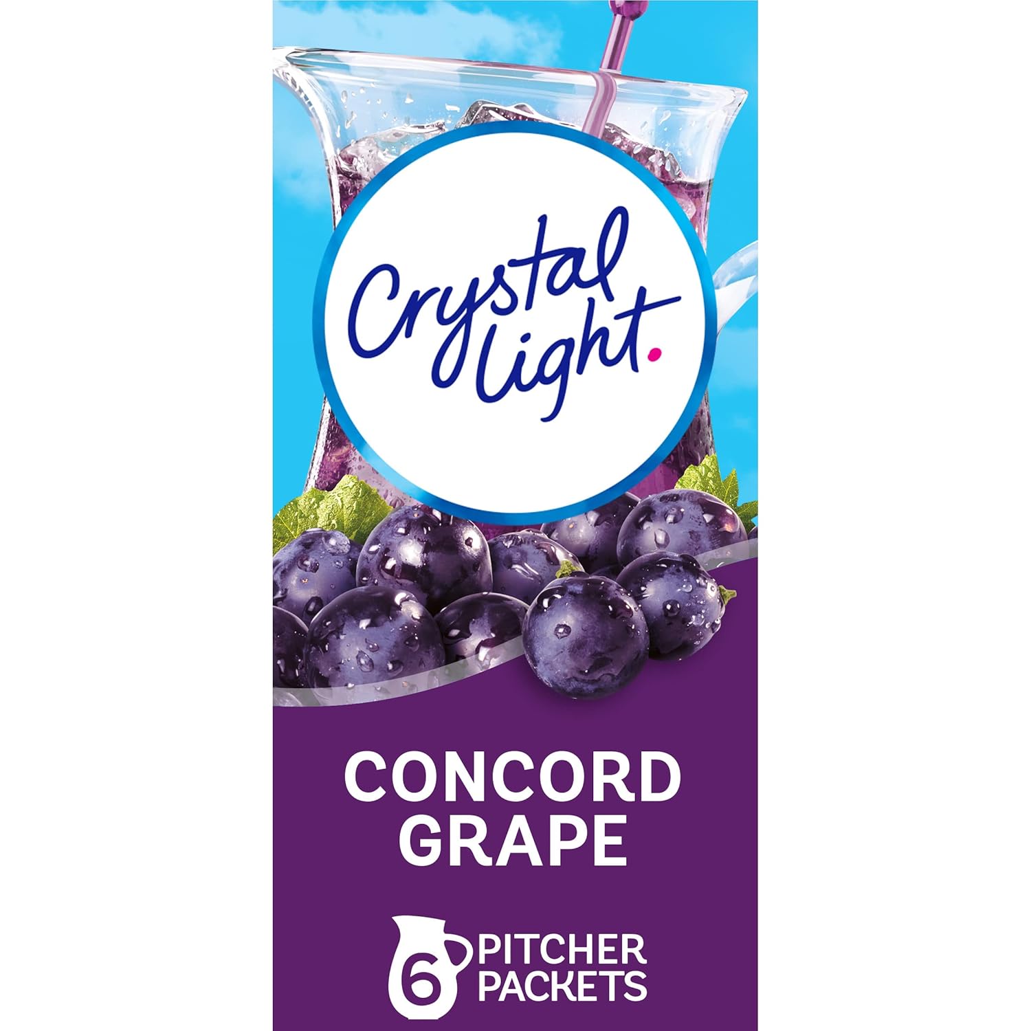 Crystal Light Concord Grape Artificially Flavored Powdered Drink Mix, 6 ct Pitcher Packets