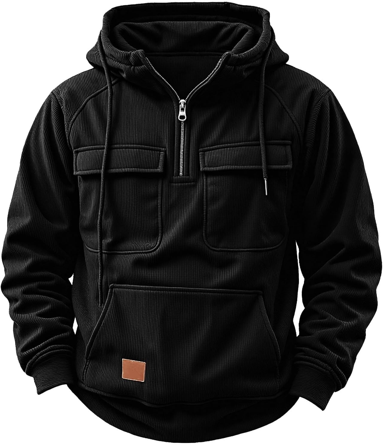 Corduroy Jacket Tactical Hoodie For Men Quarter Zip Up Hooded Sweatshirts Workout Gym Mens Fashion Outdoor For Fall