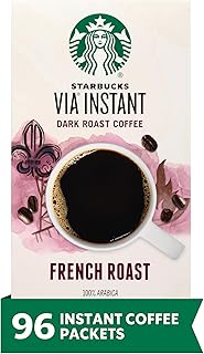 Starbucks VIA Instant Coffee, Dark Roast Coffee, French Roast, 100% Arabica, 12 boxes (96 packets)