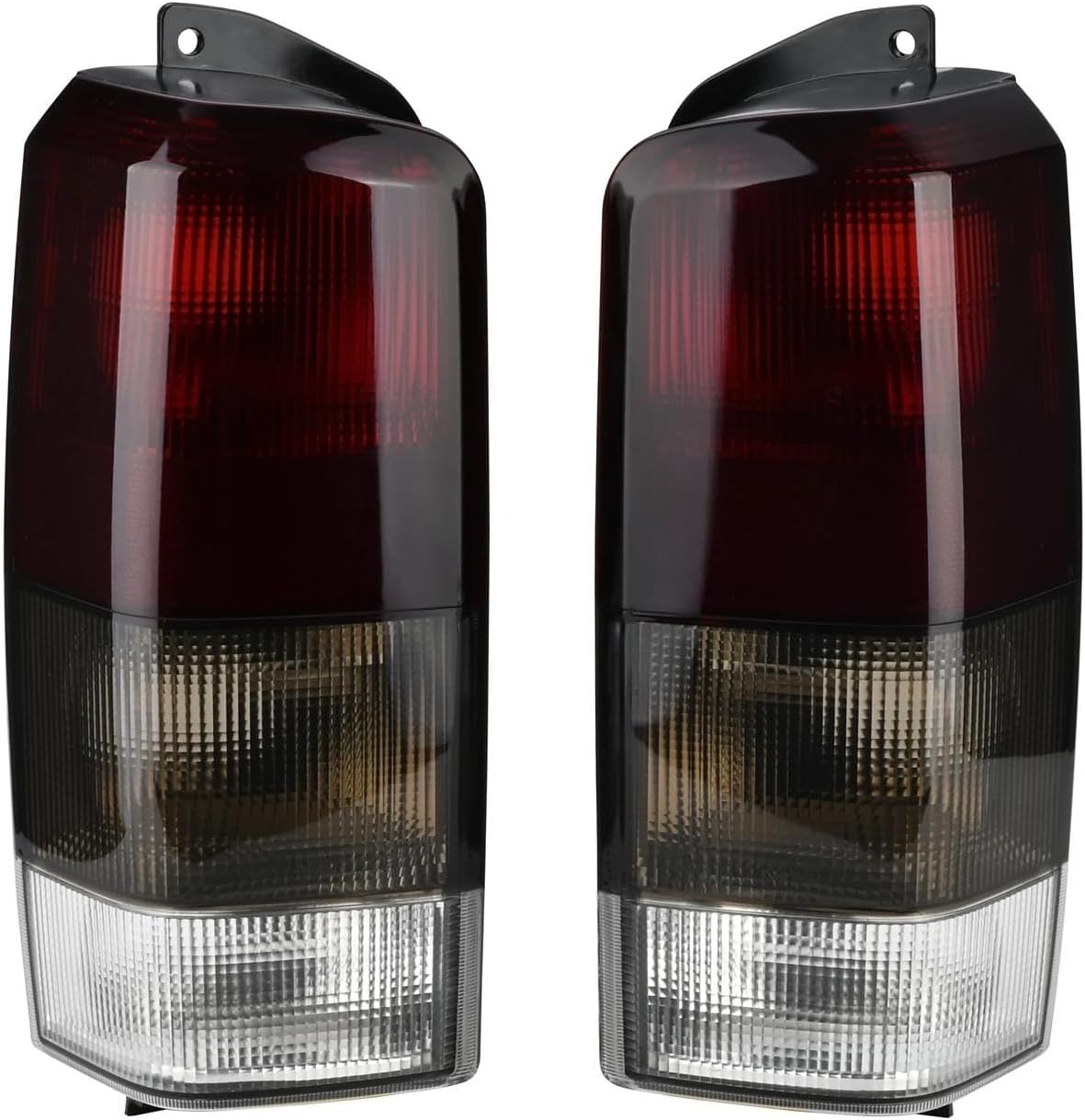 PGQSQVTXF For Cherokee XJ 1997 1998 1999 2000 2001 Tail Lights Red/Smoke Lens Rear Tail Lamps Set Left + Right Car Rear Light Assemblies(3 hole at back A)