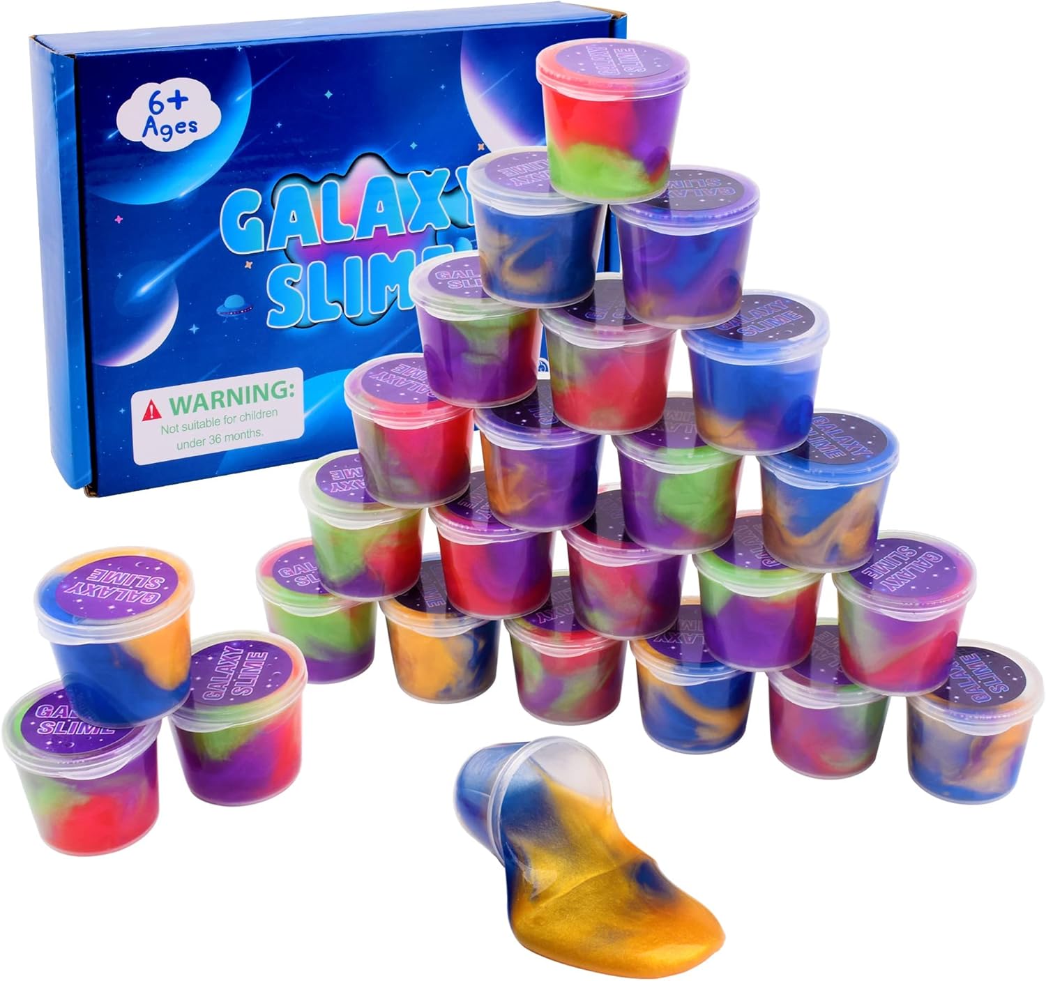25 Packs Galaxy Slime, Party Favor for Kids Girls & Boys, Adults, Non Sticky, Stress & Anxiety Relief, Wet, Super Soft Sludge Toy