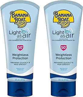Banana Boat Light As Air Sunscreen Lotion SPF 50 Twin Pack | Lightweight Sunscreen, Lotion Sunscreen, Banana Boat Sunscreen Lotion for Body, Non-Greasy Sunscreen, Oxybenzone Free Sunscreen, 6oz each