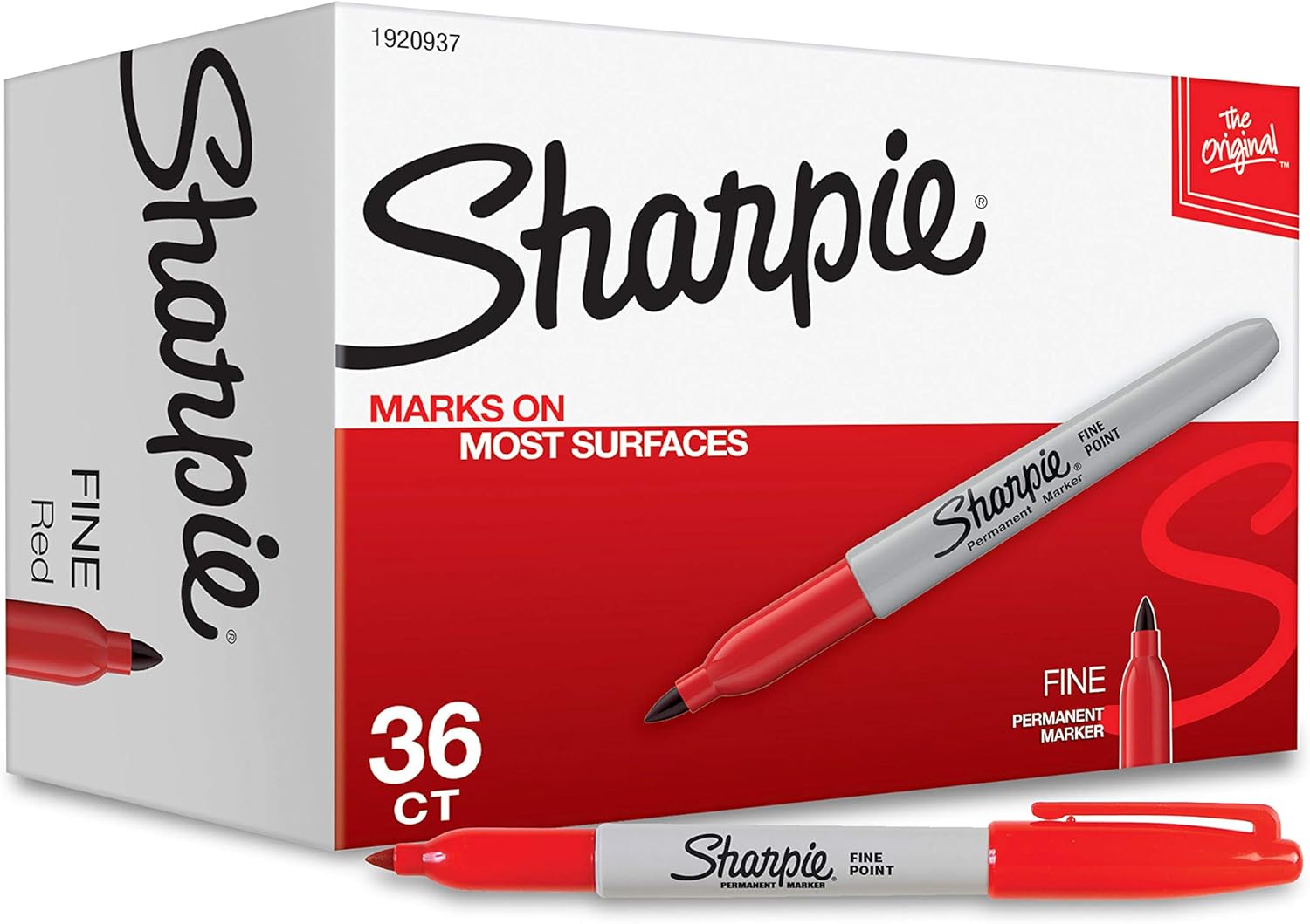 Sharpie Permanent Markers Set Fine Tip Markers Bulk For Plastic Metal Wood And More Drawing Coloring And Poster Marker Office Supplies Red 36 Count