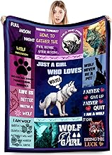 Wolf Blanket,Wolf Gifts for Girls Women,Purple Wolf Sherpa Blanket,Double Layer Fabric Warm Blankets,60" X 50"