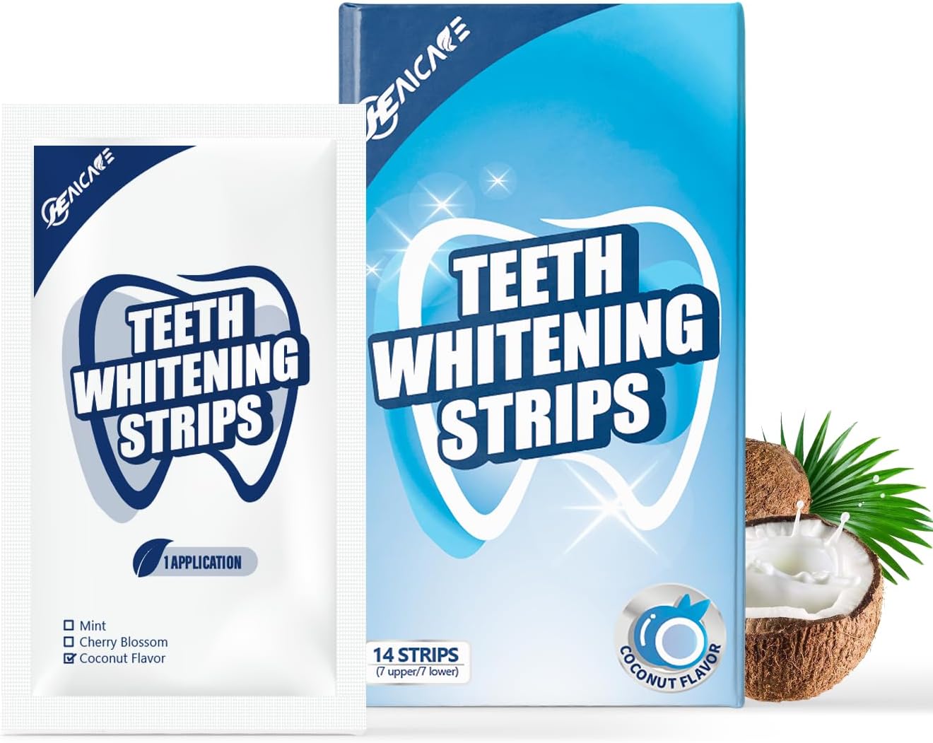 Teeth Whitening 14 Strips for Teeth Sensitive -Enamel Safe- Tooth Whitening-Dentist Formulated & Certified Non-Toxic, Coconut Flavor