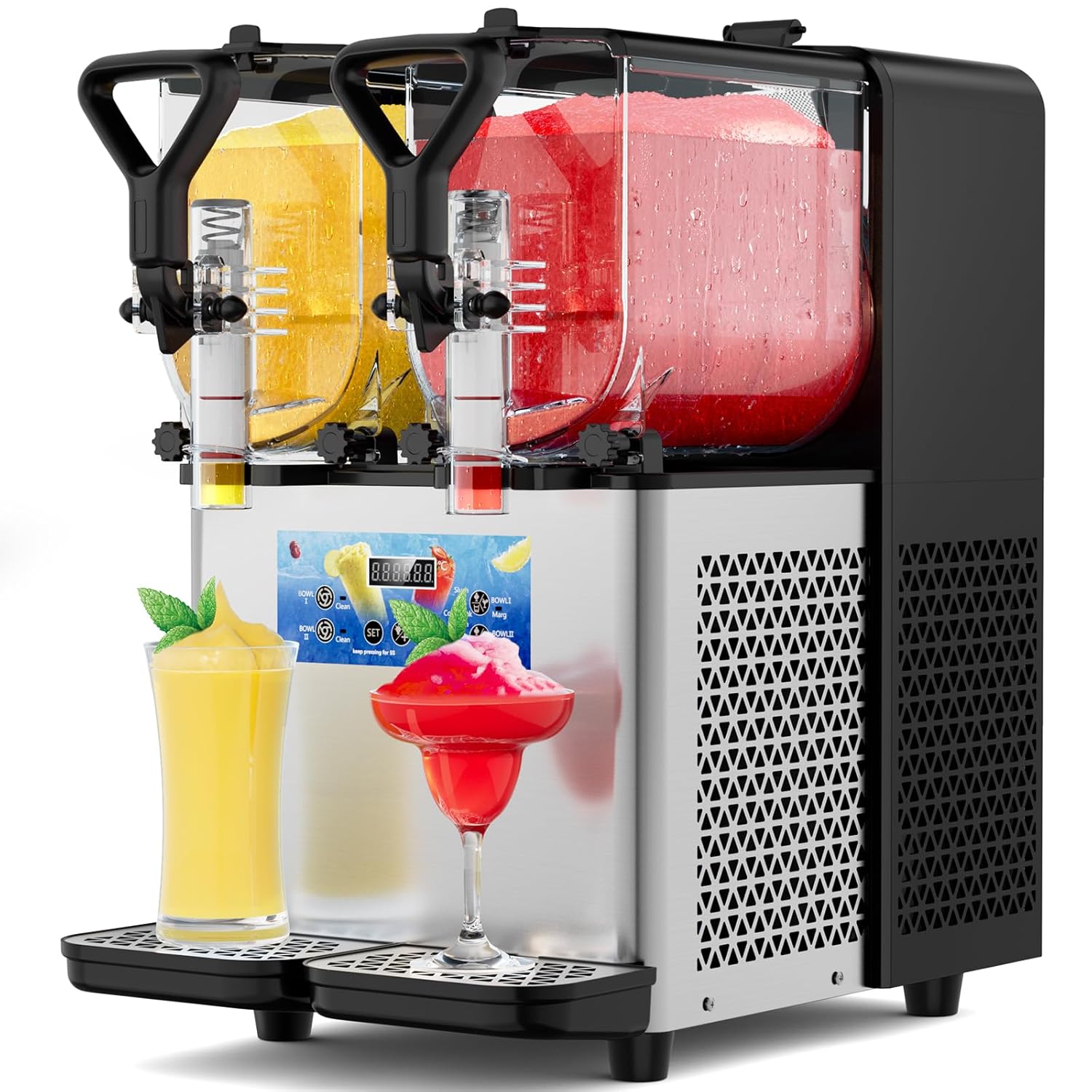 Margarita Machine, Professional Slushy Machine with LED Light, No Ice Needed, 8L 110V Slushie Maker with Auto Clean, Margarita Slush Slushy Machine for Home Commercial Use