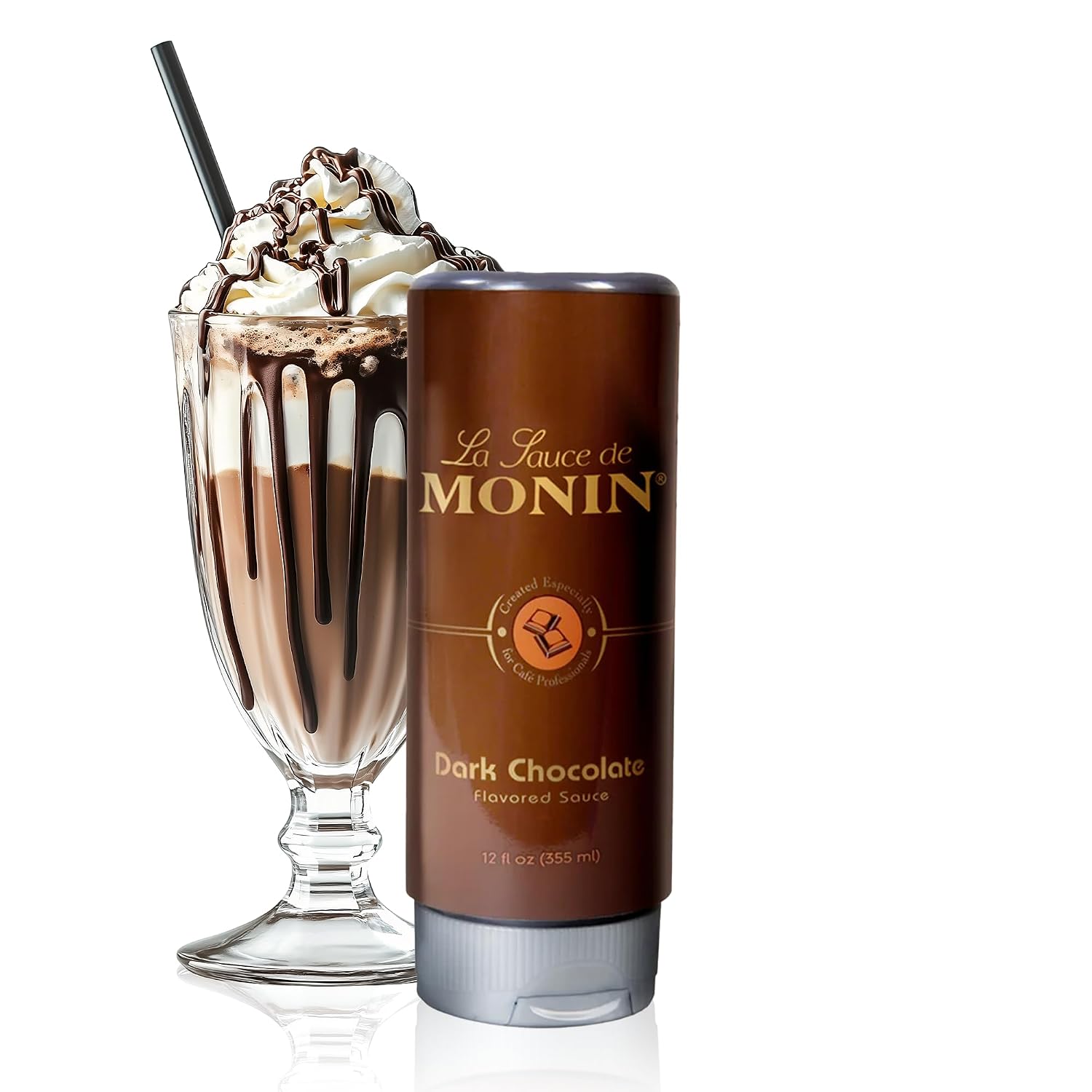 Monin Gourmet Dark Chocolate Sauce - Gluten Free - 12 fl oz Squeeze Bottle