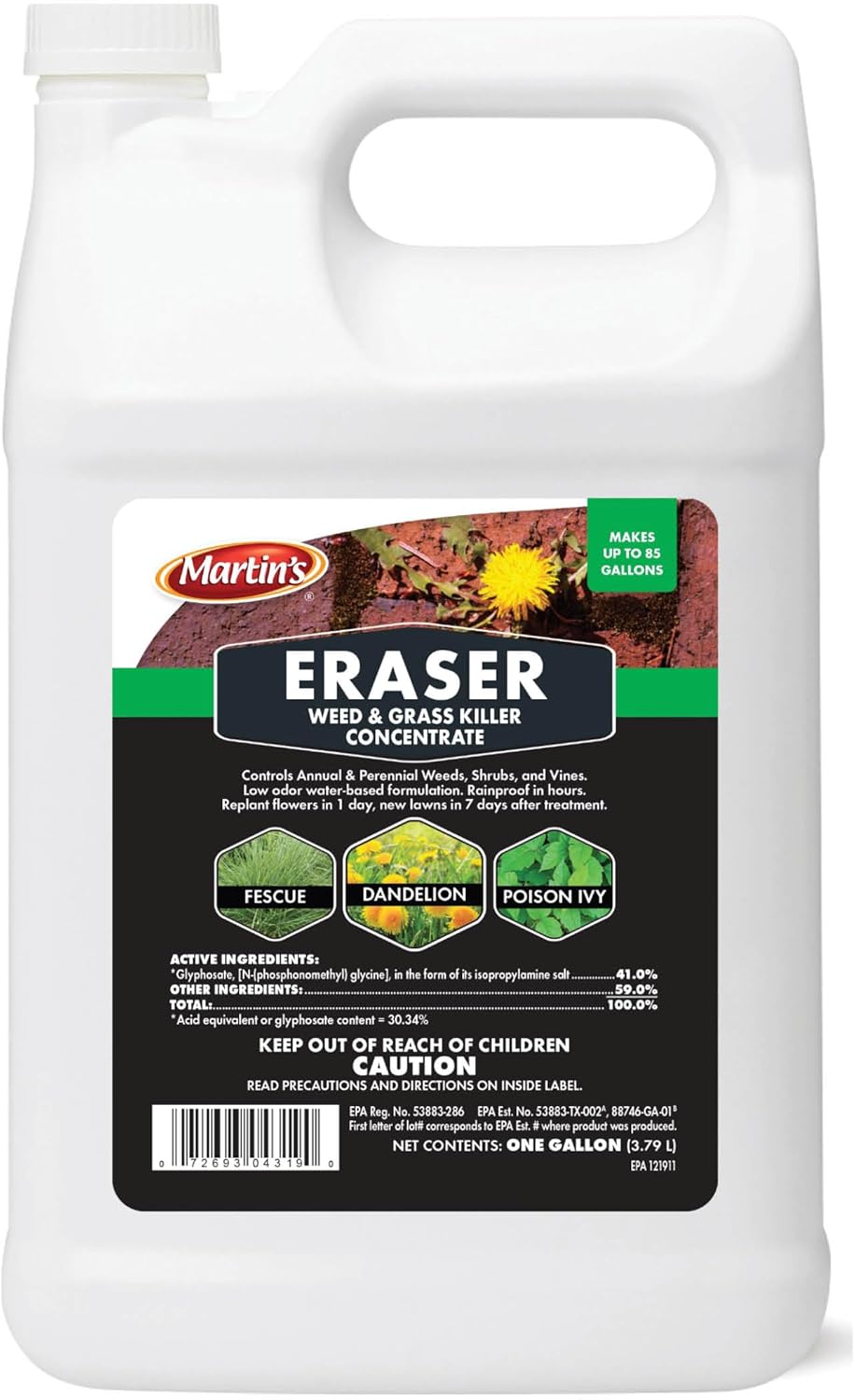 Control Solutions Inc. 82004319 Eraser Weed & Grass Killer Concentrate, 1_Gallon, 128 oz