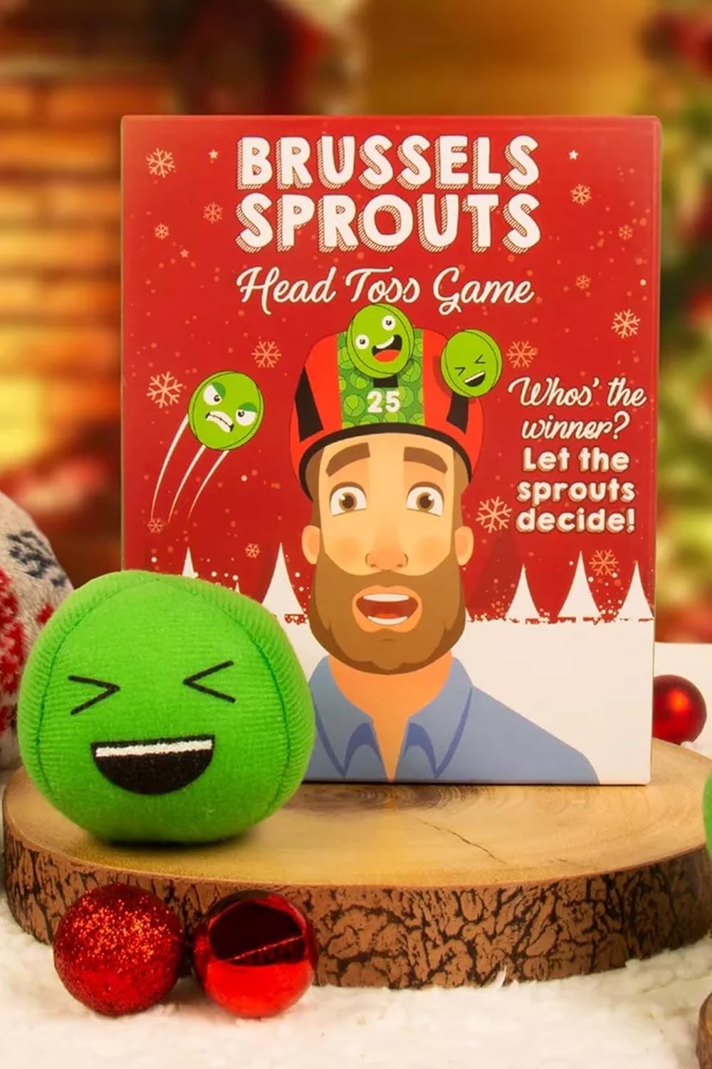 Brussels Sprouts Head Toss Game. Fun Family Christmas Party Game. Let the Sprouts Decide the Winner! Includes a Cap and 3 Plush Sprouts.