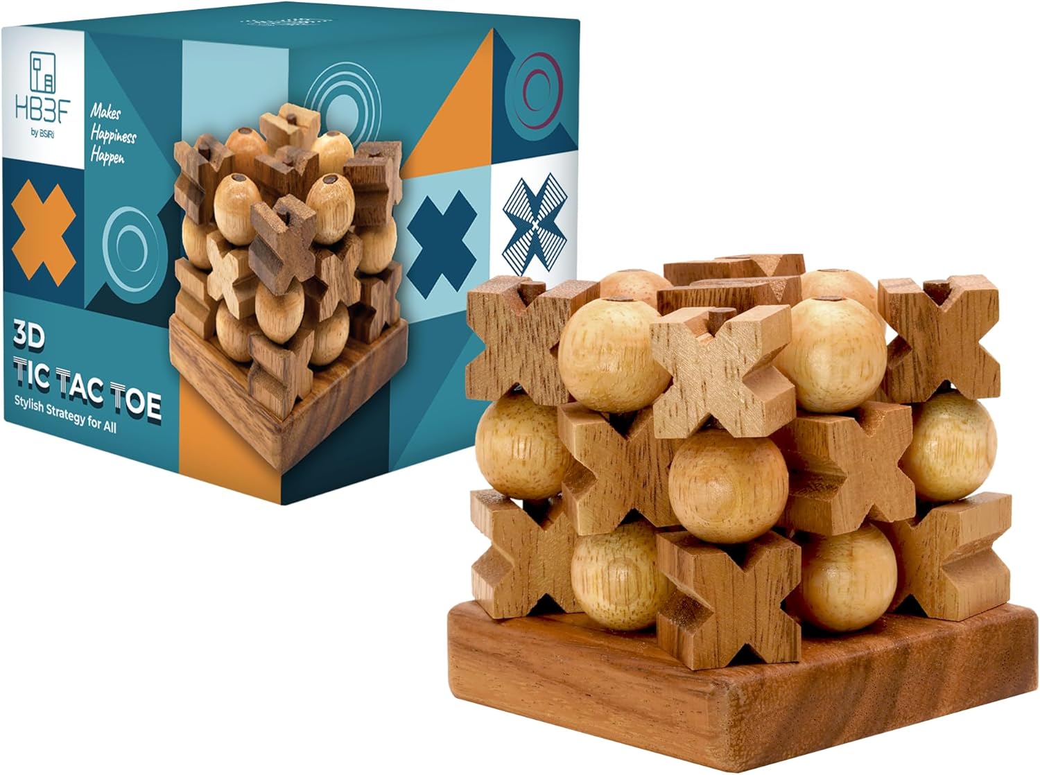 BSIRI 3D Wooden Tic Tac Toe - Rustic Coffee Table Decor, Unique Gifts for Special Occasions, Fun for All Ages in Strategic Game Night, Family Games, and More