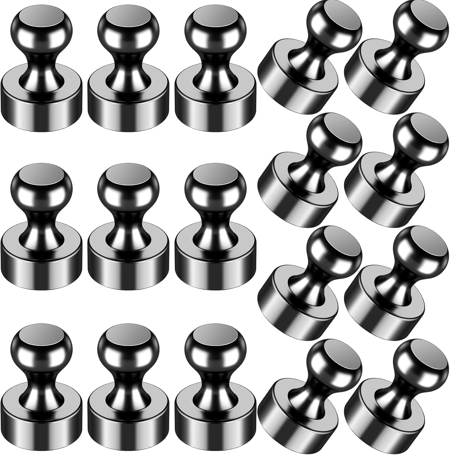 VNDUEEY 16Pcs Black Small Strong Fridge Magnets Refrigerator Magnet, Magnets for Whiteboard, Fridge Magnet Adults for Kitchen, Office, School, Locker, Map Decorative