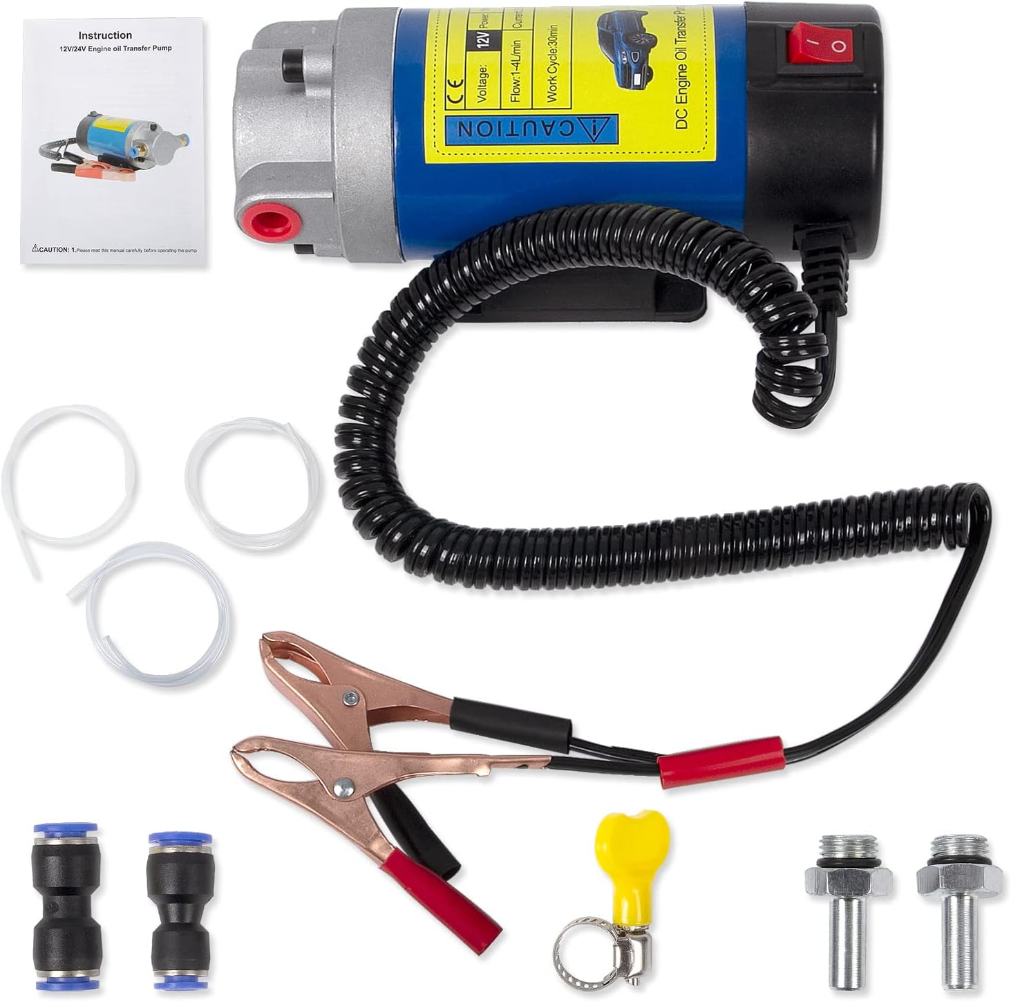 RANSOTO 12V 100W Self-Priming Engine Oil Pump Oil Extractor Compatible with Car RV ATV Boat Motorcycles Oil Transfer Change Pump