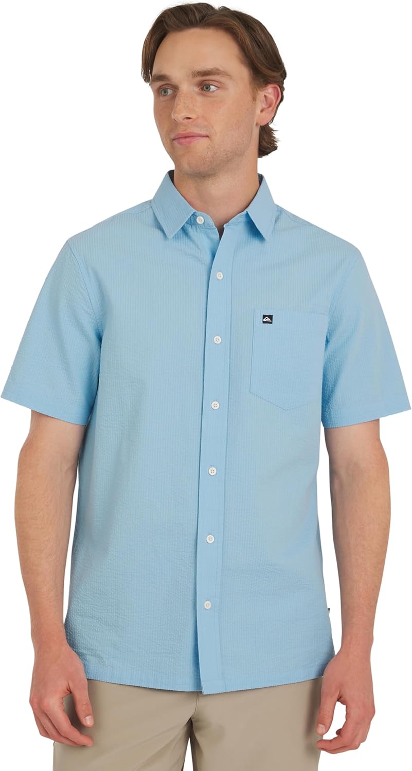 Quiksilver Men's Premium Cotton Short Sleeve Button Down Seersucker Shirt