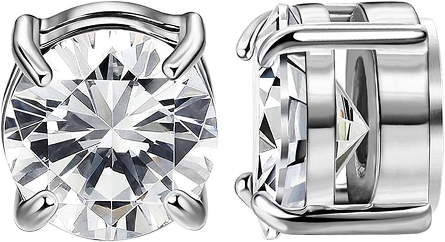 NEWITIN Magnetic Stud Earrings for Men Clip on Earring Stainless Steel Magnet Earring Unisex Non Piercing CZ Hoop Cross Diamond Magnetic Earrings for Men Women