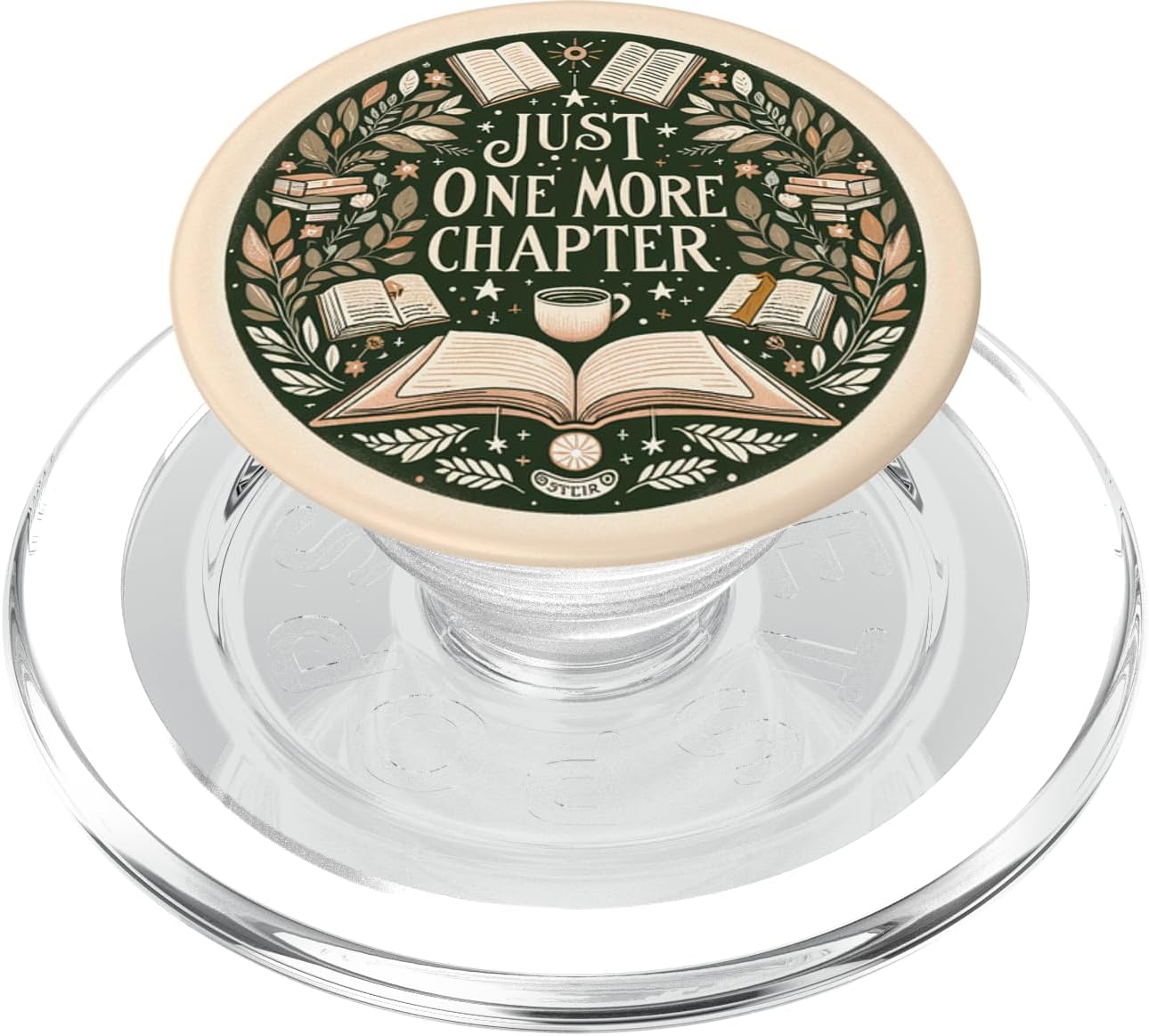Just One More Chapter Bookish Book Reading Beige PopSockets PopGrip for MagSafe