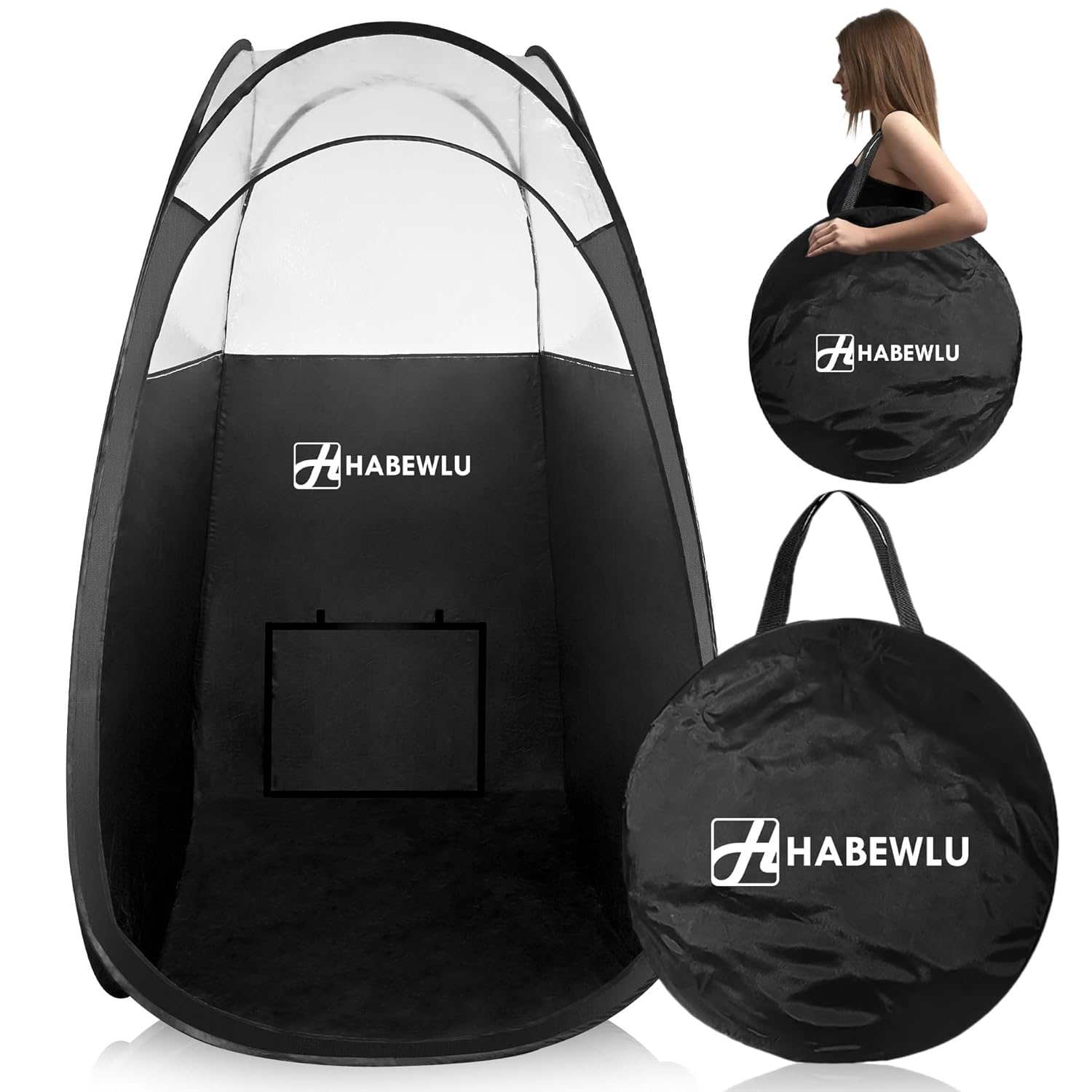 Sun Black Spray Tan Tent Pop Up Portable Professional Self Tanning Booth with Carry Bag Waterproof Floor and Extraction Fan Opening, Lightweight & Durable & Leak-Proof Easy Clean for Home & Salon