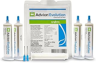Advion Evolution Cockroach Gel Bait, 4 Tubes x 30-Grams, 1 Plunger and 2 Application Tips, Formulated with Indoxacarb, Enhanced Formulation, Ready-to-Use Roach Killer for Indoor and Outdoor Use