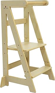 Damoch Family™ Wooden Kids Learning Tower, Adjustable Toddler Kitchen Step Stool, Montessori Kitchen Tower with Safety Rail