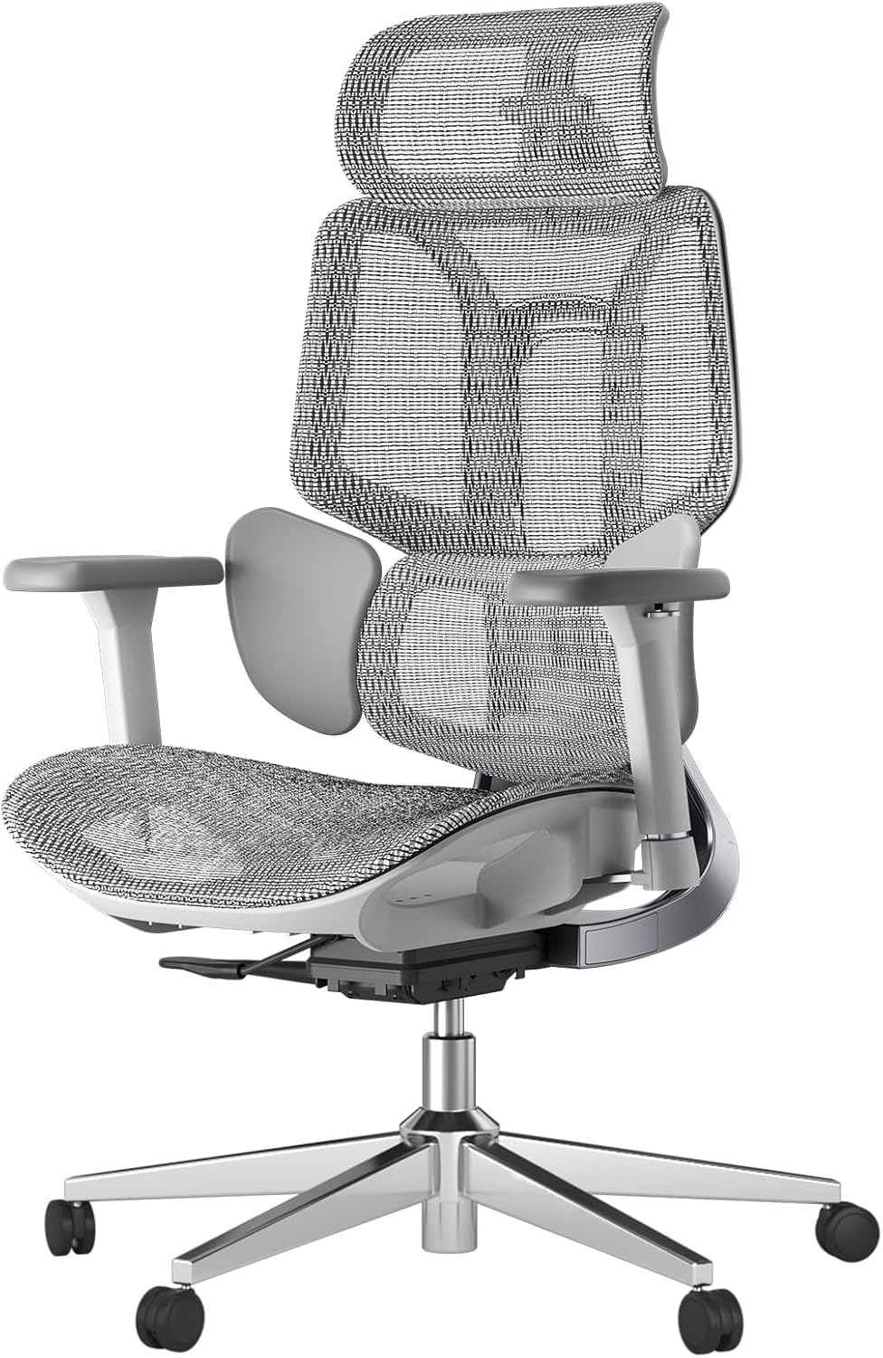 Hbada E3 Air Ergonomic Office Chair, Big and Tall Office Chair - with 3-Zone Dynamic Lumbar Support, 3D Adjustable Headrest, 3D Adjustable Armrests, Swivel, Grey(No Footrest)