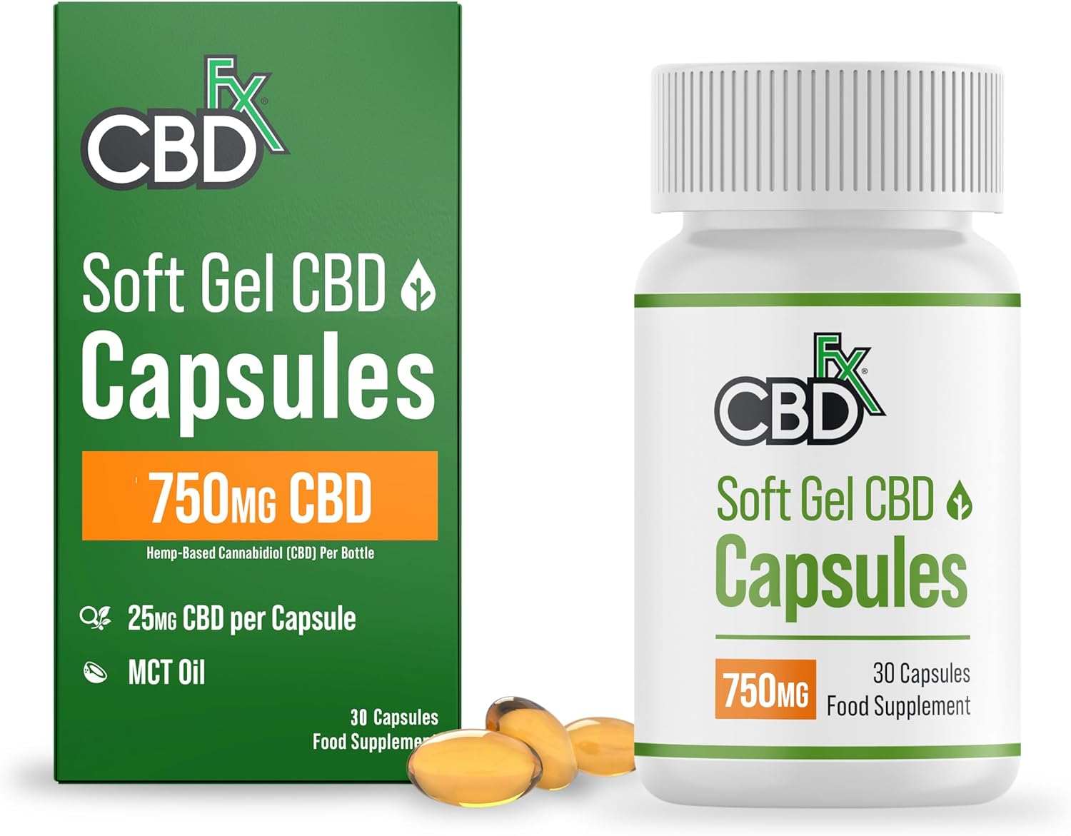 CBDfx 750mg CBD High Strength Broad Spectrum Soft Gel CBD Capsules, 25mg CBD per Capsule, Organic, Gluten-Free, 30 Capsules in Total (15-30 Days)