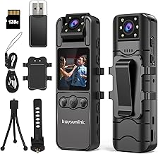 【Upgraded】1.4” Screen Body Camera Pro with Audio and Auto Video Night Vision 1080P FHD Mini Police Wearable Body Worn Cam Portable Small Personal Camcorder Sport Action Outdoor Video Recorder (128GB)