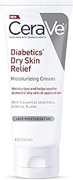 CeraVe Moisturizing Cream for Diabetics’ Dry Skin | Urea Cream with Bilberry for Face and Body | Fragrance Free & Paraben Free | 8 Ounce