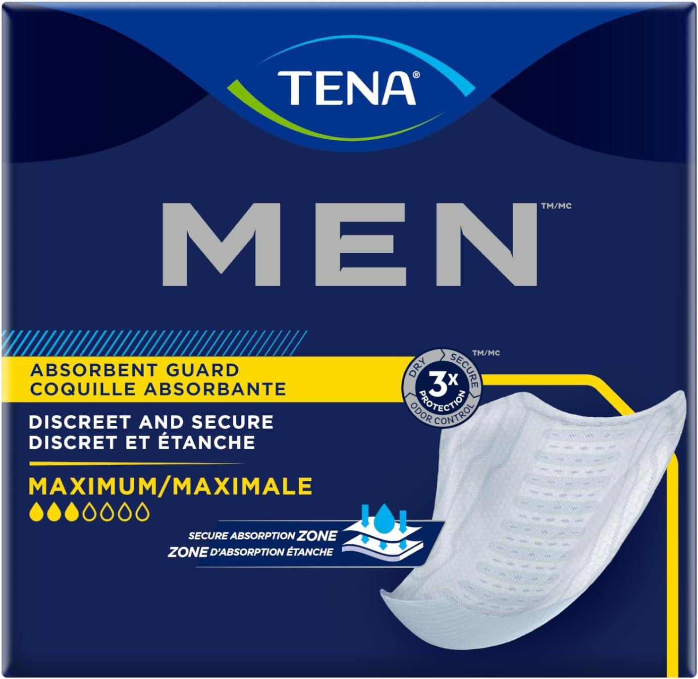 Tena Absorbent Guards for Men, Maximum Absorbency, 20 Count