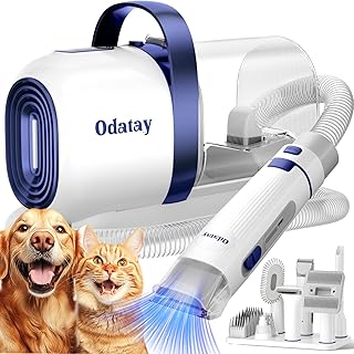 Dog Grooming Kit, 12,000Pa Strong Pet Grooming Vacuum for Dogs with Clipper Nail Grinder, 2L Dust Cup, 5 Suction Levels Dog Hair Vacuum with 7 Pet Grooming Tools for Shedding and Home Cleaning
