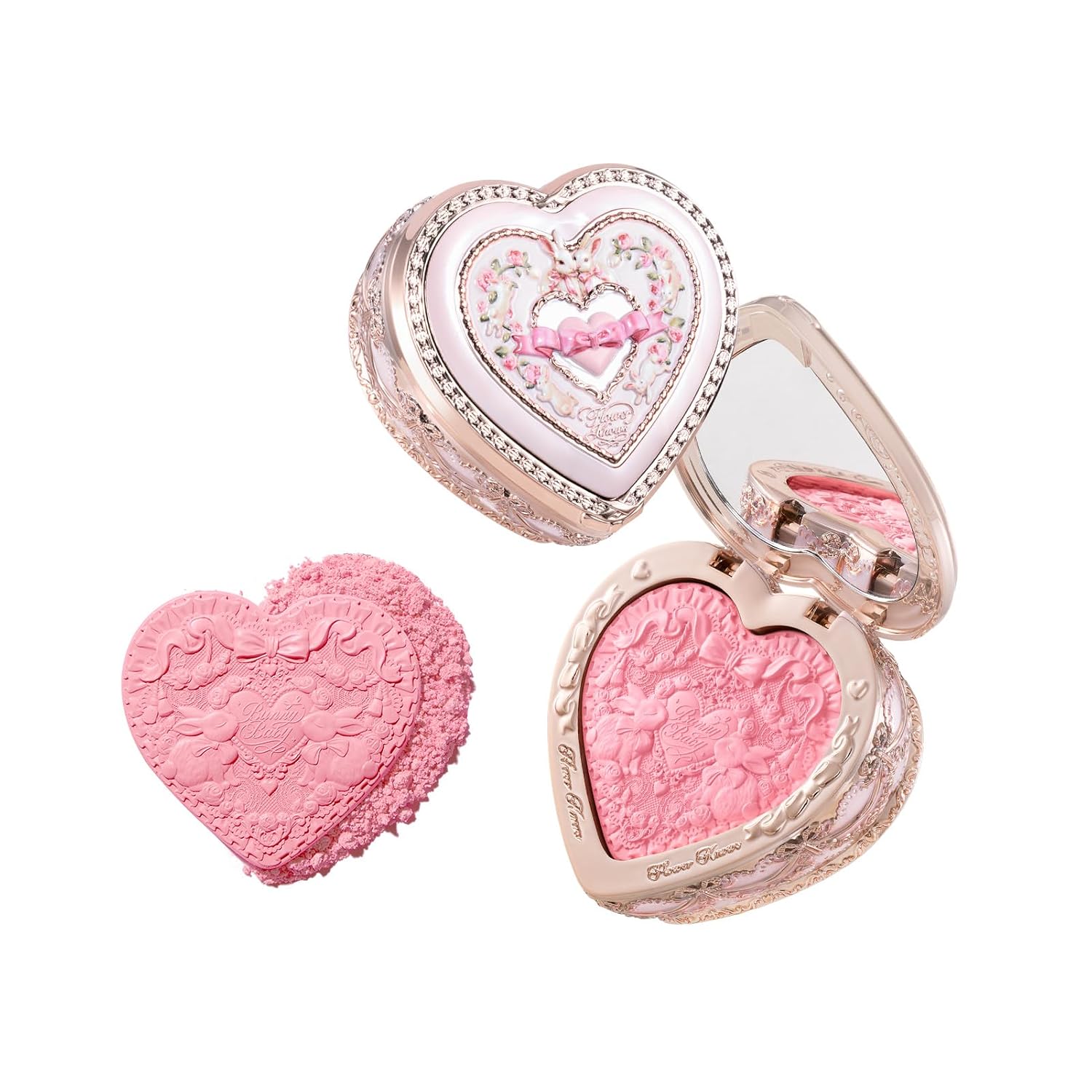 Flower Knows Bunny Garden Embossed Satin Blush with 2 Puffs, 03 Ballet Tutu