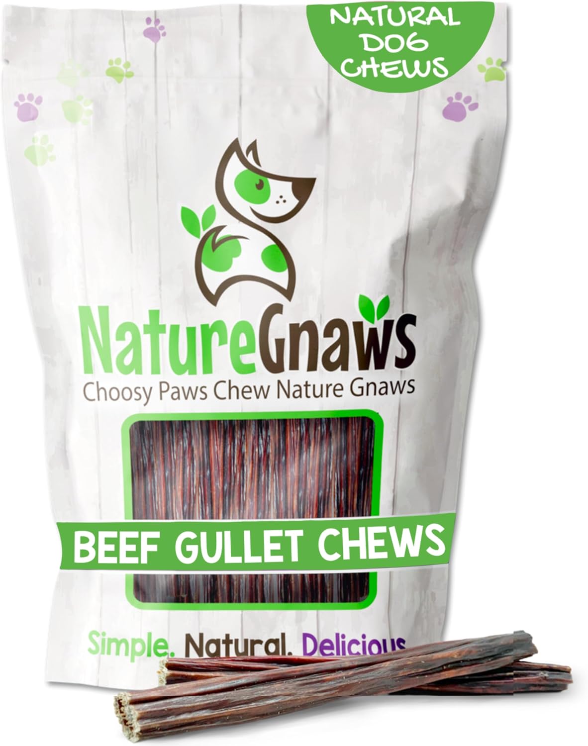 Nature Gnaws Junior Jerky Sticks for Dogs - Premium Natural Beef Gullet Bones - Simple Single Ingredient Tasty Dog Chew Treats - Rawhide Free - 5-6 Inch (15 Count)
