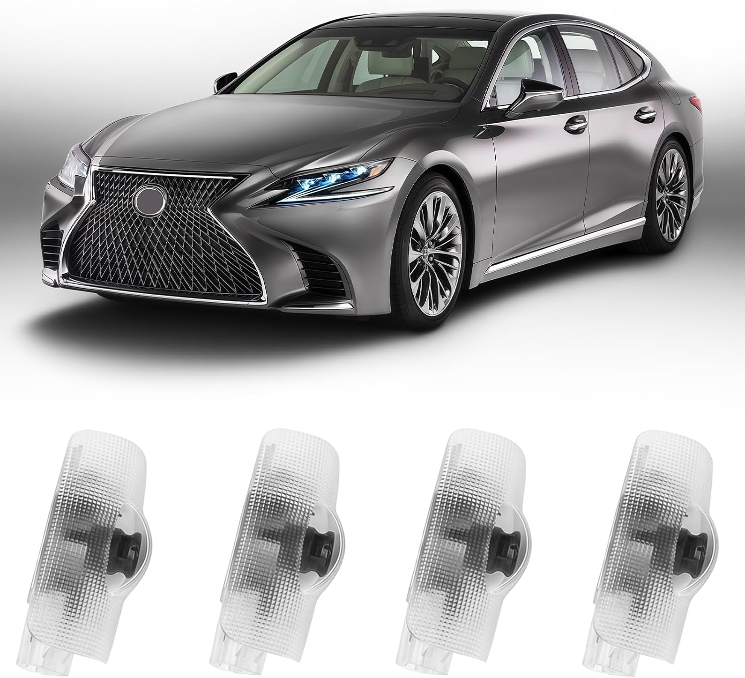4Pcs Car Door Lights Logo Projector Compatible with LS/ES/is/LX/RX/GS/GX/RC/UX Car Accessories, No Fade HD LED Car Welcome Projector Lights, 3D Ghost Shadow Light