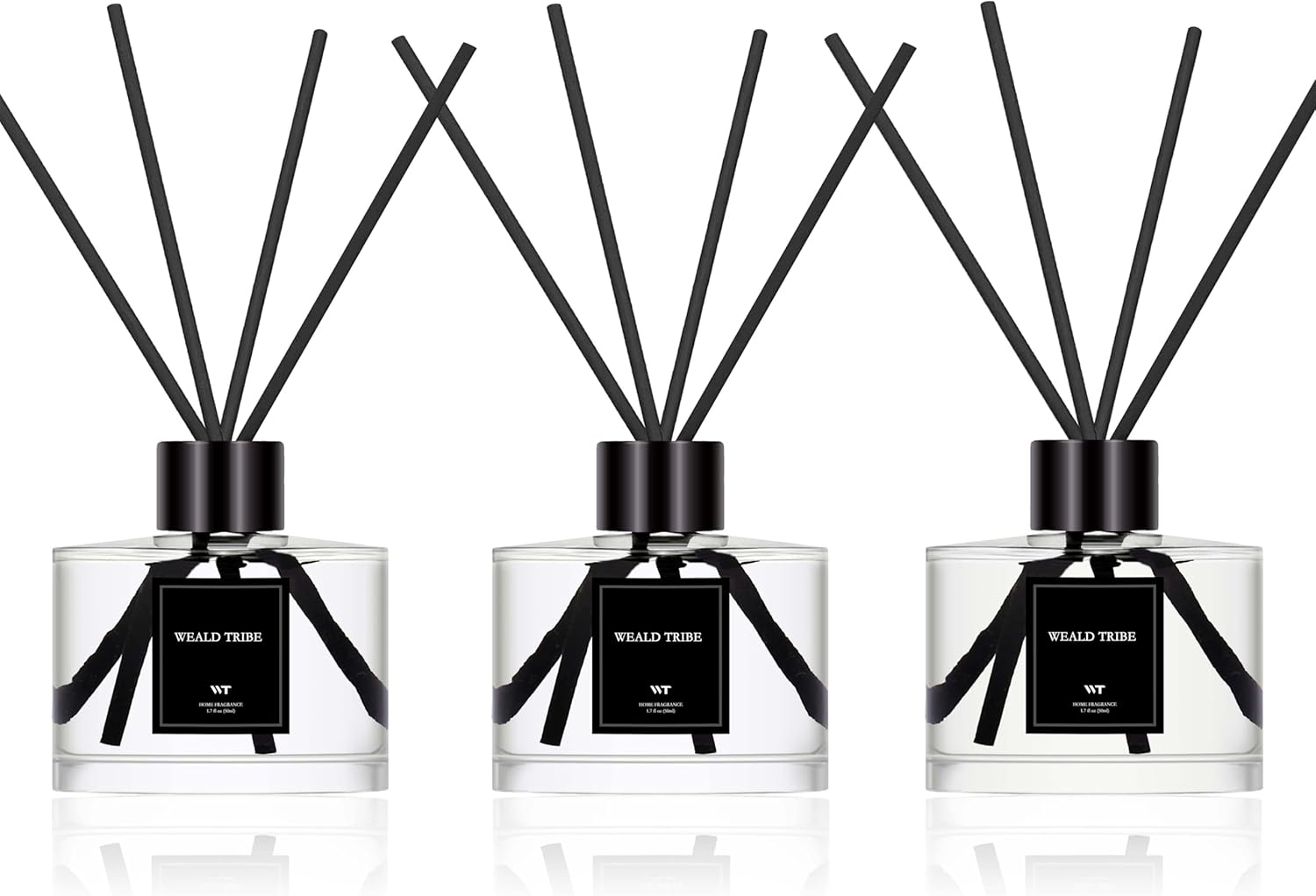 Reed Diffuser Set Of 3 For Bathroom Air Fresheners, Oil Diffuser Sticks | Fresh Linen, Ocean, Eucalyptus & Mint Scent(1.7 fl oz Each Pack) Fragrance With 12 Sticks Defusers | Shelf Decor