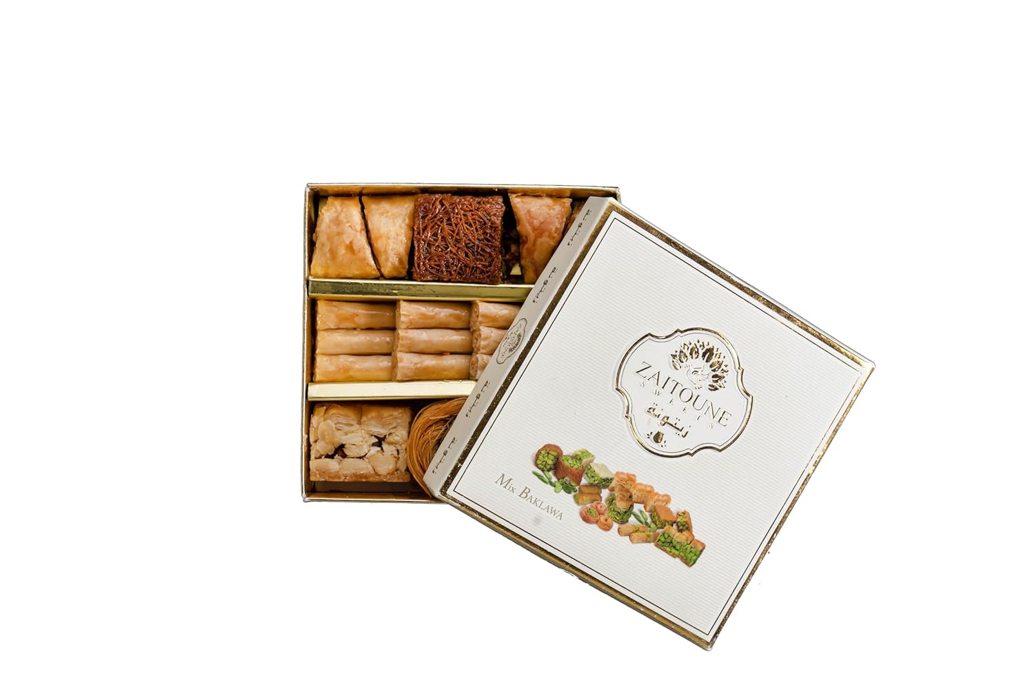 Cashew & Pistachio Baklava Gift Box - Zaitoune Luxury Baklava Pastry Assortment - Premium Arabic Sweets Gift Box (100G)