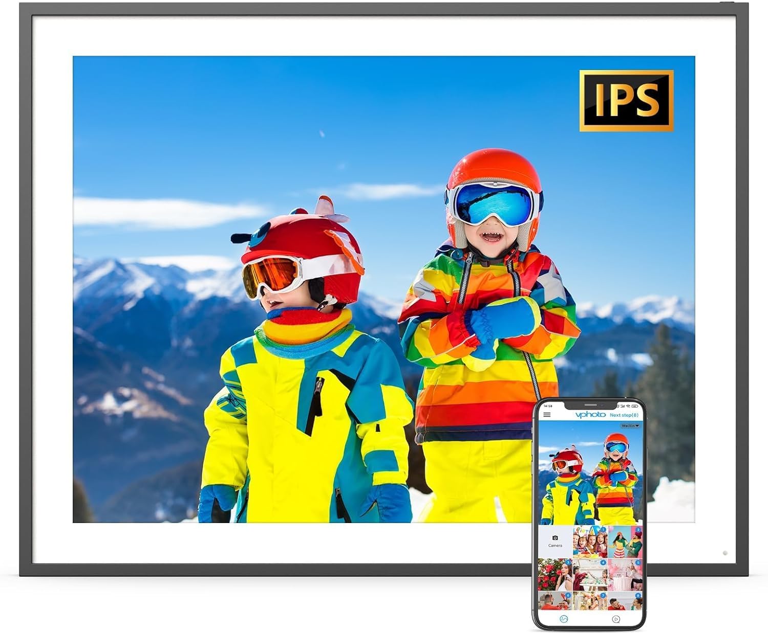 19-inch Large Digital Photo Frame Dual-WiFi - 64GB Digital Picture Frame Full Function, Light Sensor, Share Photo Video via App Email Instantly, Unlimited Cloud Storage, Wall Mountable for Home Decor