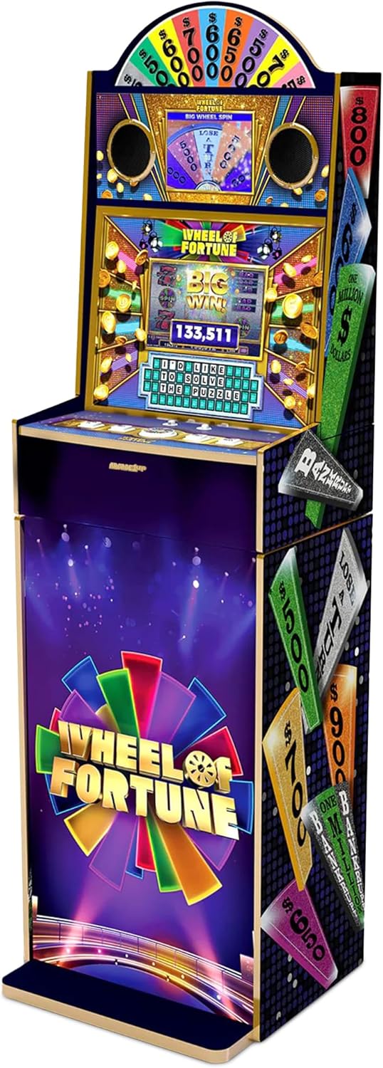 Arcade1Up Wheel of Fortune Casinocade Deluxe Home Arcade Machine, 63.4-Inch Tall - 4 Premium Casino Games, 20 Unlockable Built-In Titles, Dual LCD Screens & Speakers, WiFi-Enabled