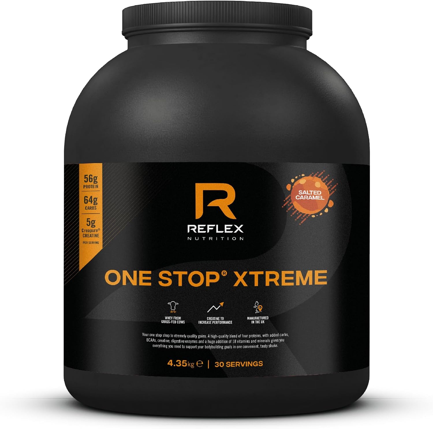 Reflex One Stop Xtreme Mass Gainer, Salted Caramel, 4.35kg