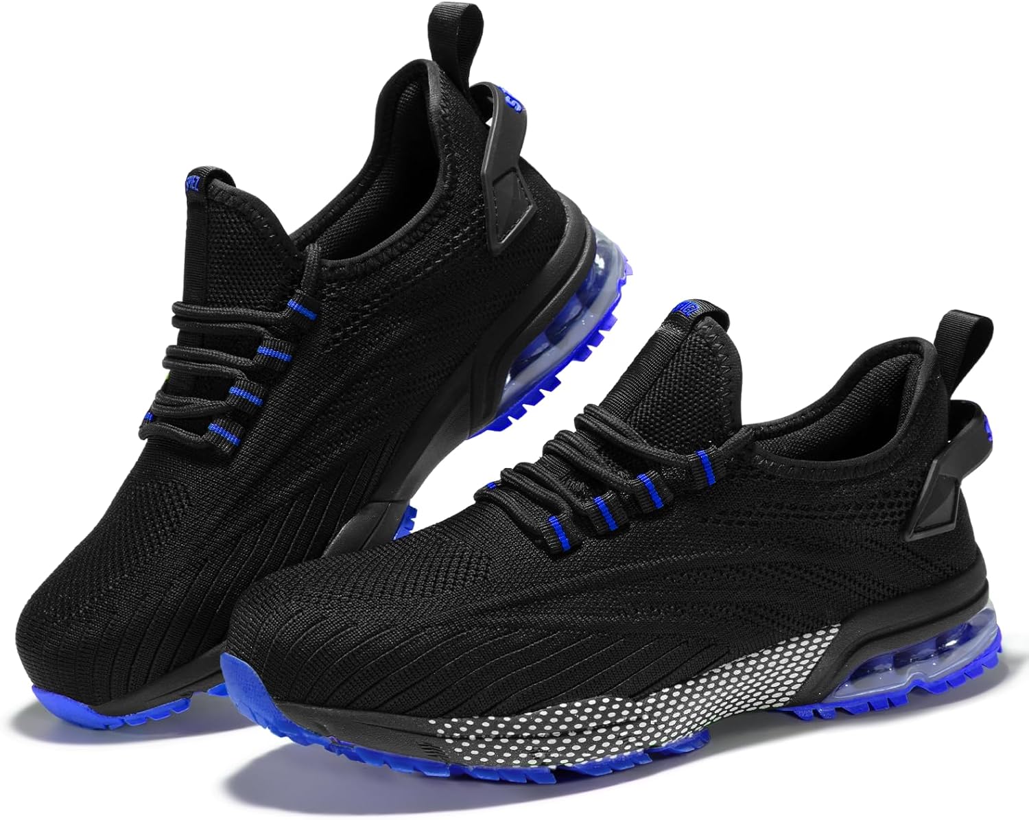 SPIEZ Safety Shoes for Men Women, Extra Lightweight Breathable Composite Toe Work Shoes, Air Cushion Slip On Utility Sneakers Black Blue/Black Green/Black Yellow US5-12