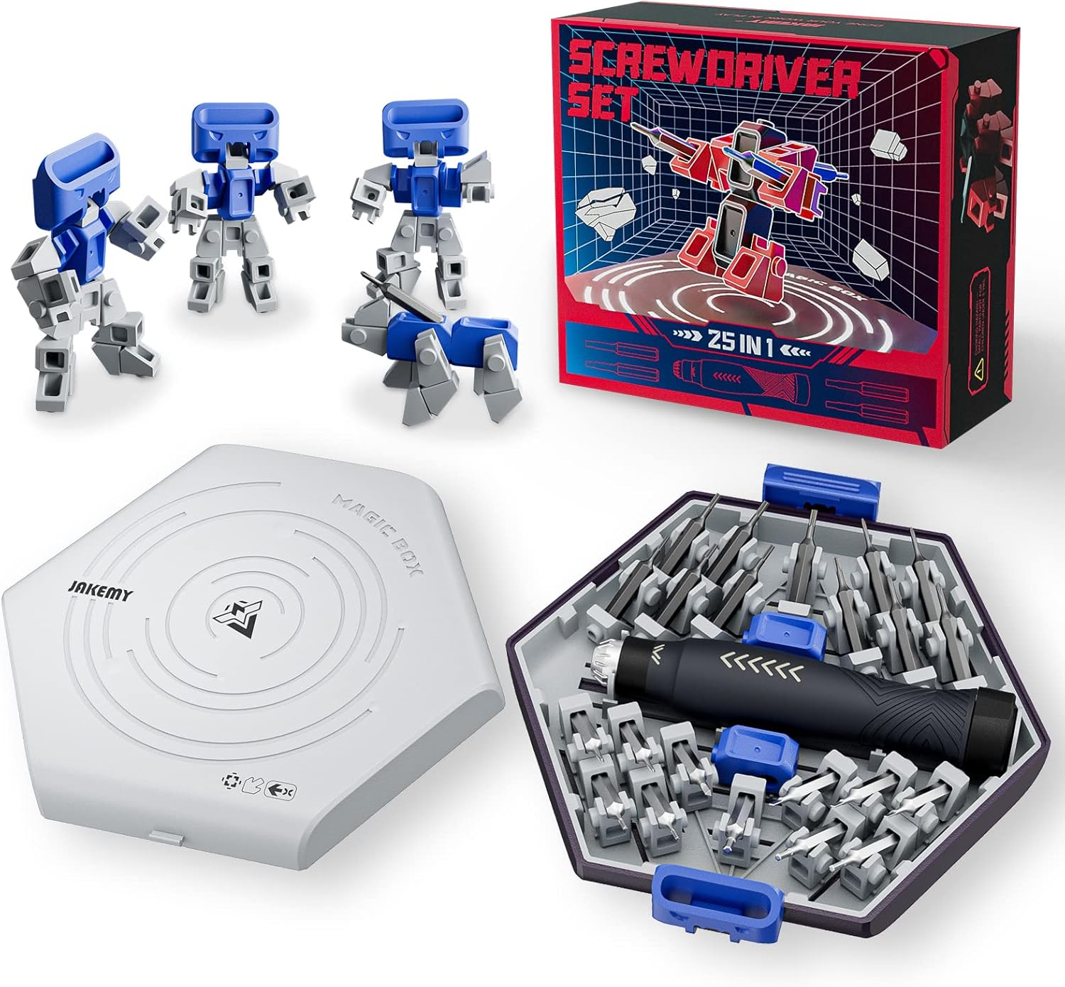 JAKEMY Precision Screwdriver Set: Building-block Screwdriver for Men, 25 in 1 Repair Tool Kit for Laptop, Computer, Macbook, iPhone, Watch, Eyeglasses