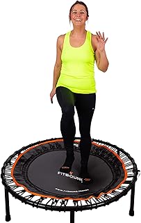 FIT BOUNCE PRO XL Premium Bungee Rebounder USA | Half Folding Silent Indoor Mini Trampoline | Adults & Kids | DVDs & Online Workouts | Extra Large Bounce Area | Max Load 400lbs | Ready Assembled