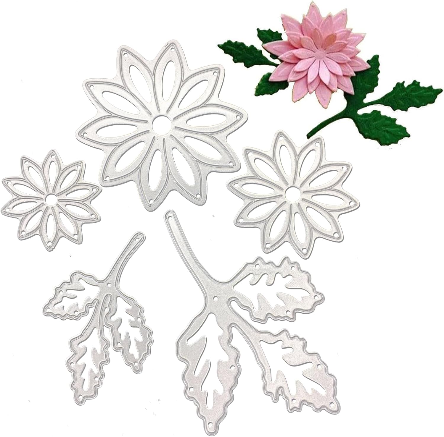 5Pcs Flower Leaf Metal Cutting Dies,FlowerLeaf Metal Template Molds,Flower Leaf Cutting Dies Cut Stencils for DIY Scrapbooking Photo Album Decorative Embossing Paper Dies for Card Making Templated