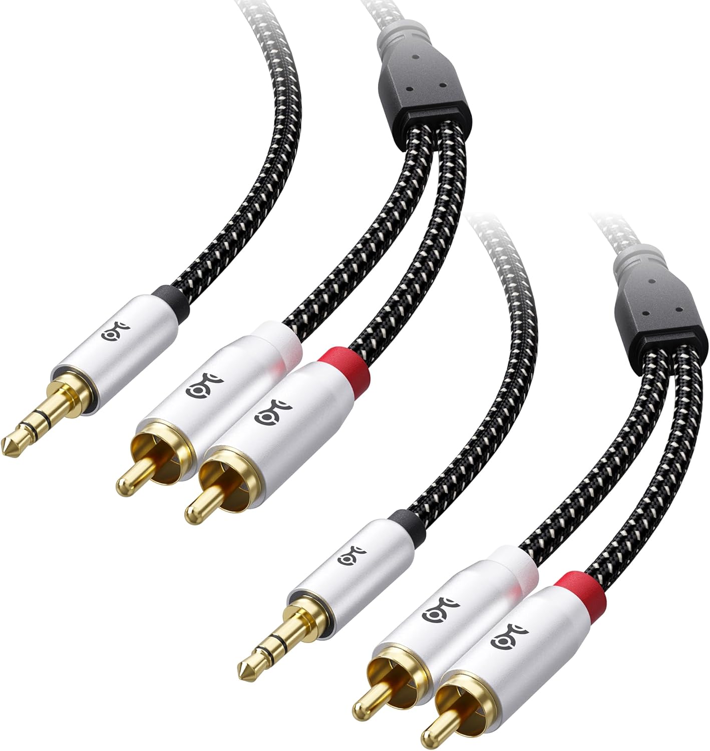 Cable Matters 2-Pack RCA to 3.5mm Stereo Audio Cable 3 Feet (RCA to Aux Cable, 3.5mm to RCA Cable, Aux to RCA Cable) in Black